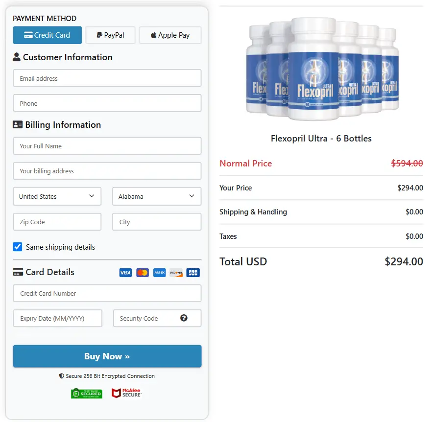 Flexopril Ultra™ Checkout Page
